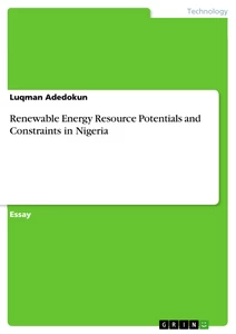 Title: Renewable Energy Resource Potentials and Constraints in Nigeria