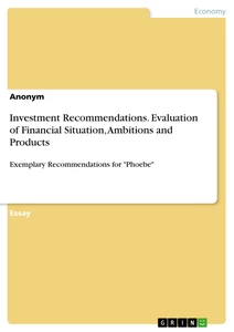Title: Investment Recommendations. Evaluation of Financial Situation, Ambitions and Products