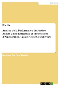 Analyse De La Performance Du Service Achats D Une Entreprise