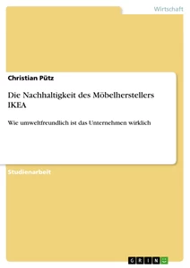 Titel: Die Nachhaltigkeit des Möbelherstellers IKEA