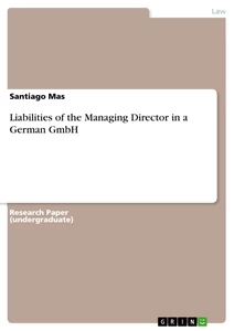 Titel: Liabilities of the Managing Director in a German GmbH