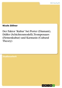 Titel: Der Faktor 'Kultur' bei Porter (Diamant), Dülfer (Schichtenmodell), Trompenaars (Firmenkultur) und Karmasin (Cultural Theory)