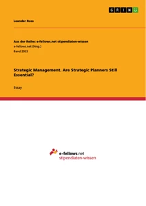 Title: Strategic Management. Are Strategic Planners Still Essential?