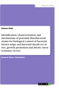 Title: Identification, characterization and mechanisms of potential rhizobacterial strains for biological control of bacterial brown stripe and bacterial sheath rot of rice, growth promotion and abiotic stress resistance in rice