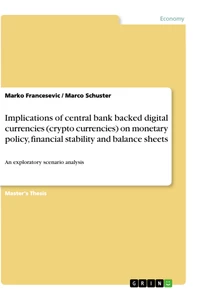 Title: Implications of central bank backed digital currencies (crypto currencies) on monetary policy, financial stability and balance sheets