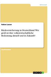 Titel: Rückversicherung in Deutschland. Wie groß ist ihre volkswirtschaftliche Bedeutung  aktuell und in Zukunft?