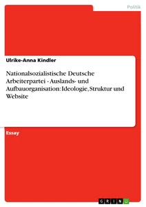 Titel: Nationalsozialistische Deutsche Arbeiterpartei - Auslands- und Aufbauorganisation: Ideologie, Struktur und Website