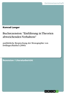 Titel: Buchrezension: "Einführung in Theorien abweichenden Verhaltens"