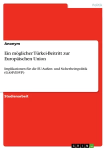 Titel: Ein möglicher Türkei-Beitritt zur Europäischen Union
