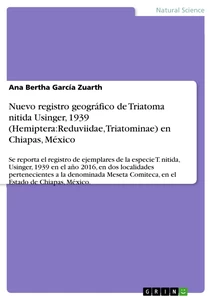 Title: Nuevo registro geográfico de Triatoma nitida Usinger, 1939 (Hemiptera:Reduviidae, Triatominae) en Chiapas, México