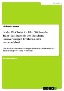 Titel: Ist der Plot Twist im Film "Girl on the Train" das Ergebnis des täuschend unzuverlässigen Erzählens oder vorhersehbar?