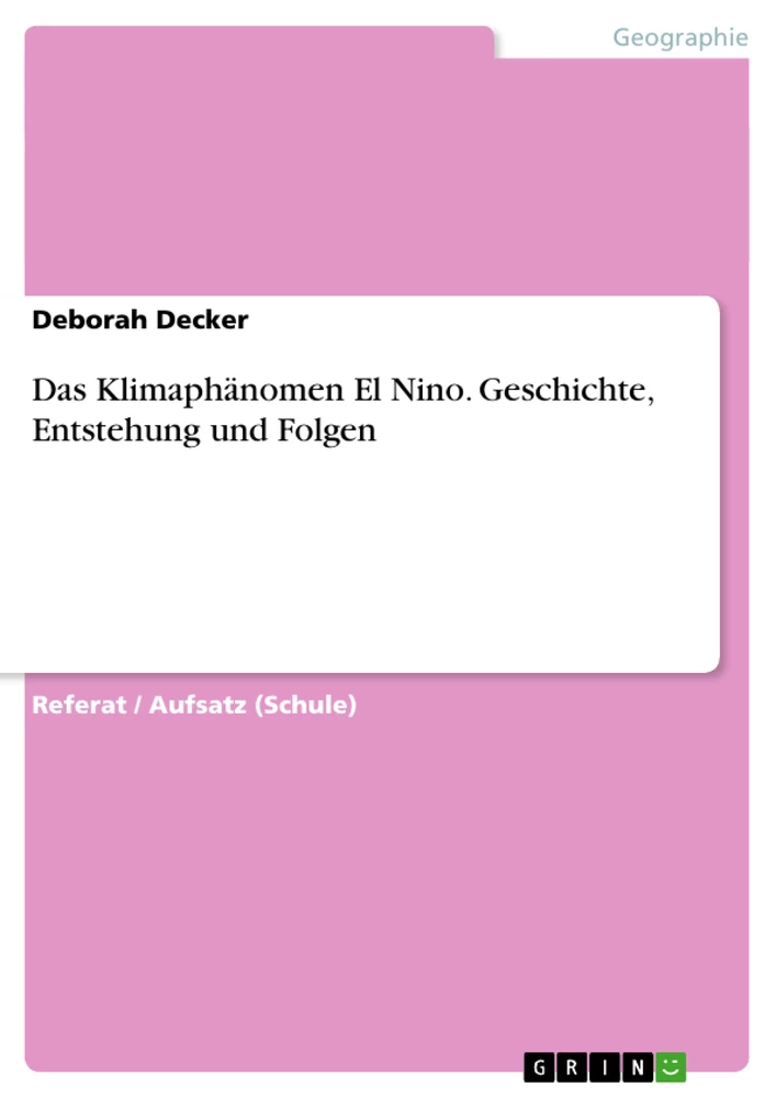 Реферат: El Nino Essay Research Paper El NinoTypically