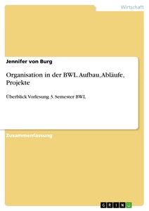 Titel: Organisation in der BWL. Aufbau, Abläufe, Projekte