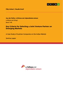 Titel: Key Criteria for Selecting a Joint Venture Partner on Emerging Markets