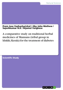 Titel: A comparative study on traditional herbal medicines of Mannans (tribal group in Idukki, Kerala) for the treatment of diabetes