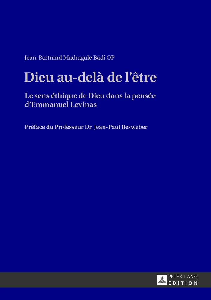 Dieu Au Dela De L Etre Peter Lang Verlag