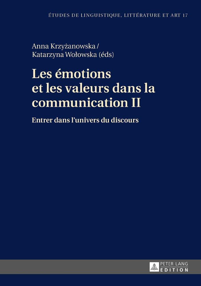 Les Emotions Et Les Valeurs Dans La Communication Ii Peter Lang Verlag