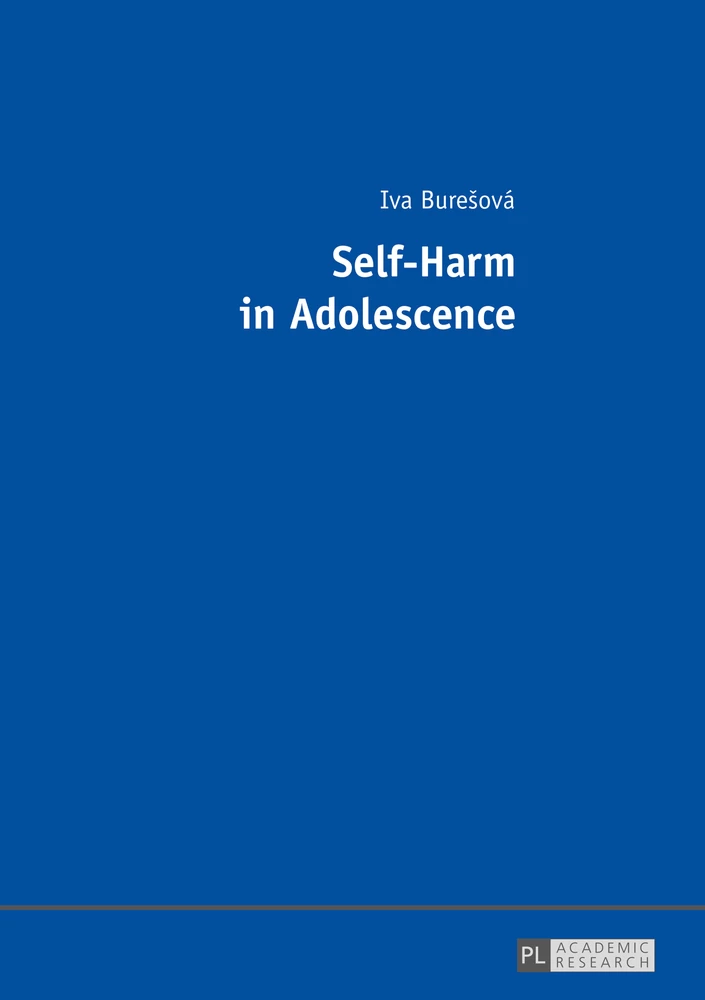 Self Harm In Adolescence Peter Lang Verlag