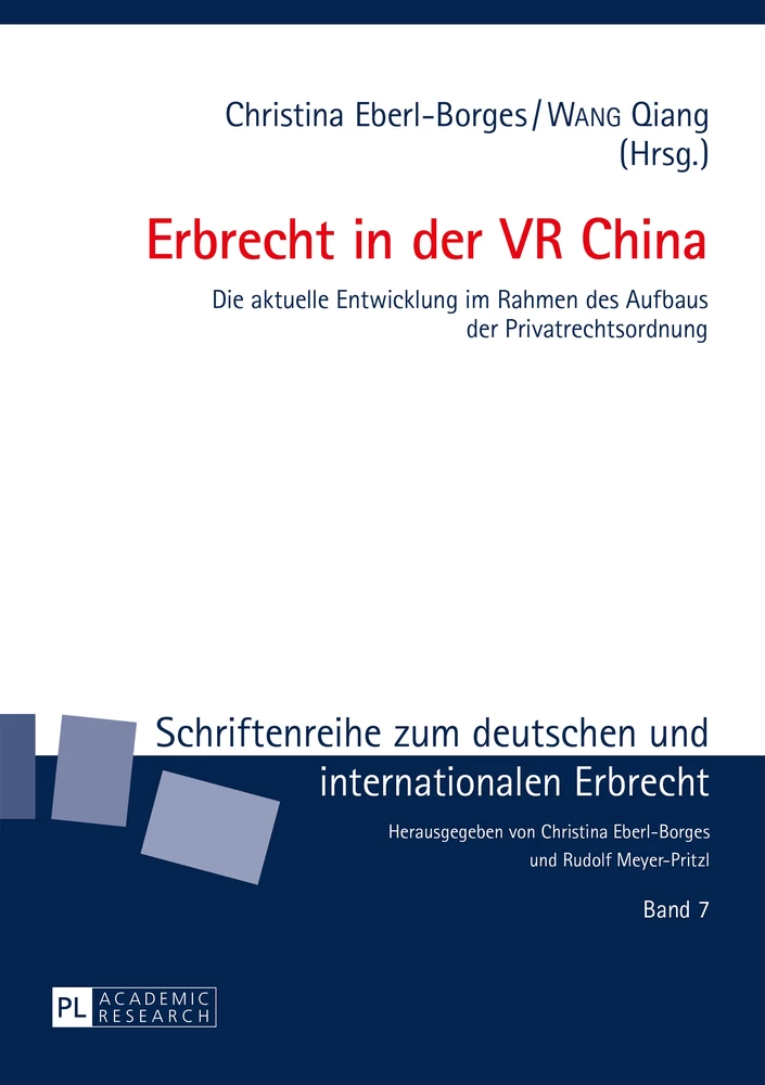 Erbrecht In Der Vr China Peter Lang Verlag