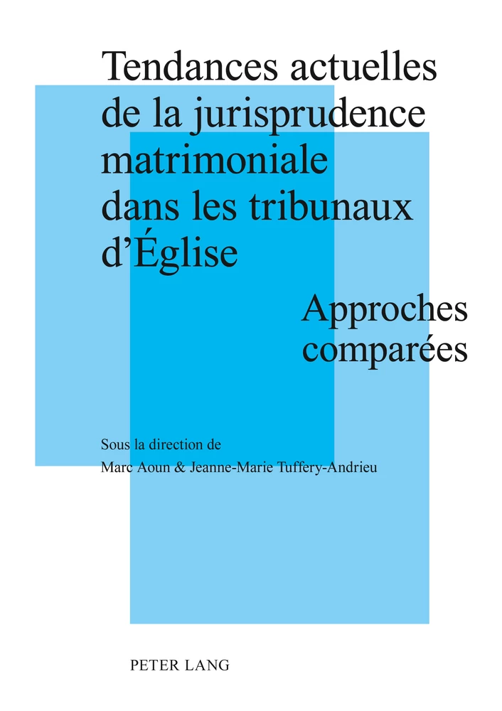 Tendances Actuelles De La Jurisprudence Matrimoniale Dans Les Tribunaux D Eglise Peter Lang Verlag