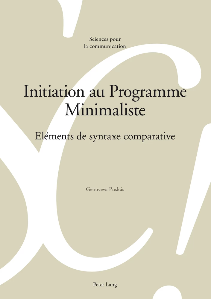 Initiation Au Programme Minimaliste Peter Lang Verlag