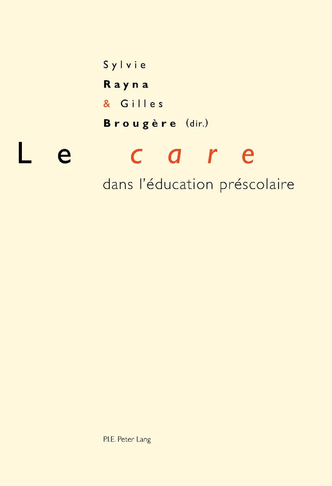 Le Care Dans L Education Prescolaire Peter Lang Verlag