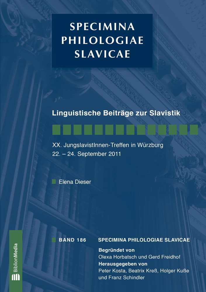 Titel: Linguistische Beiträge zur Slavistik. XX. JungslavistInnen-Treffen Würzburg, 22.-24. September 2011