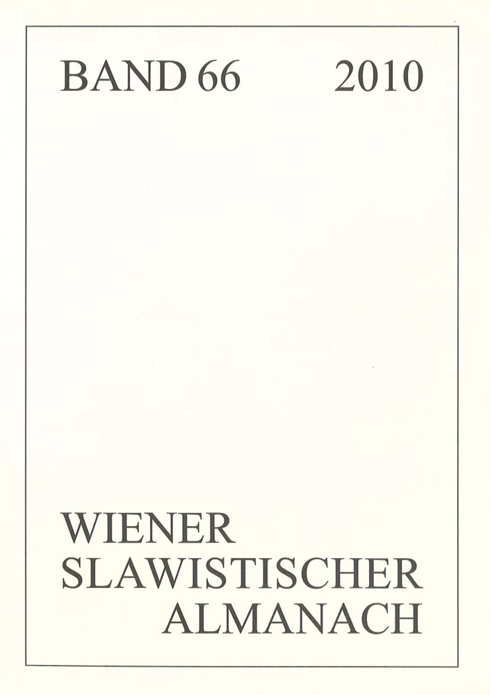 Titel: Wiener Slawistischer Almanach Band 66/2010