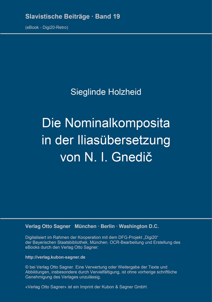 Titel: Die Nominalkomposita in der Iliasübersetzung von N. I. Gnedič