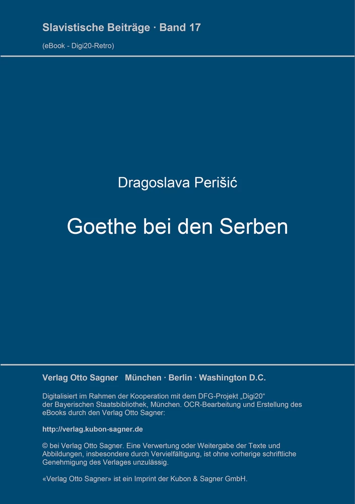 Titel: Goethe bei den Serben