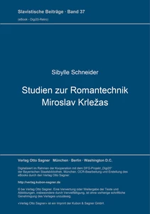 Title: Studien zur Romantechnik Miroslav Krležas