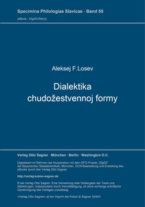 Title: Dialektika chudožestvennoj formy. Studie von Alexander Haardt