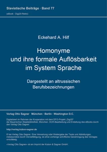 Title: Homonyme und ihre formale Auflösbarkeit im System Sprache