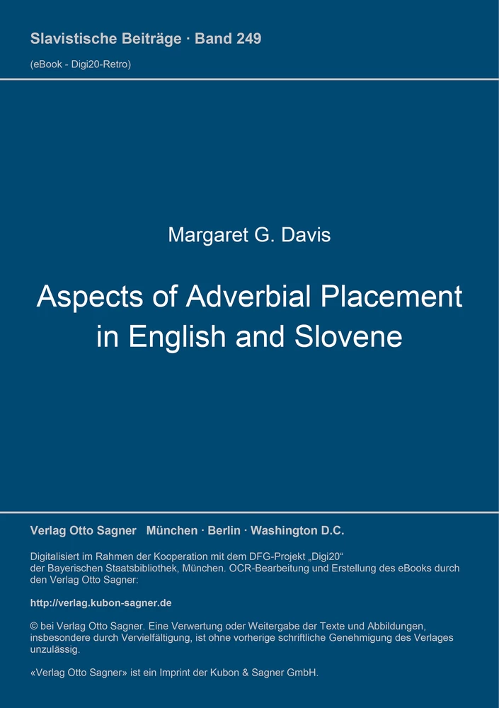 Titel: Aspects of Adverbial Placement in English and Slovene