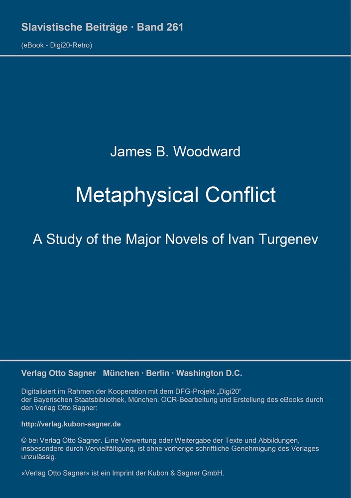 Titel: Metaphysical Conflict. A Study of the Major Novels of Ivan Turgenev