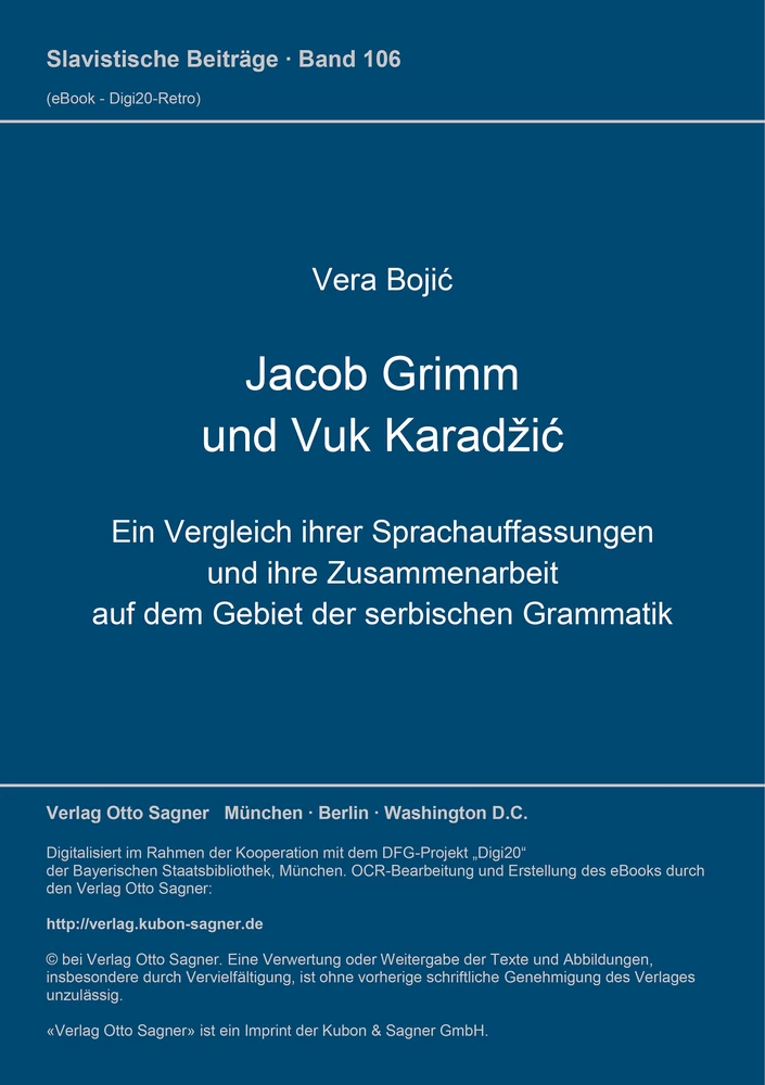 Titel: Jacob Grimm und Vuk Karadžić