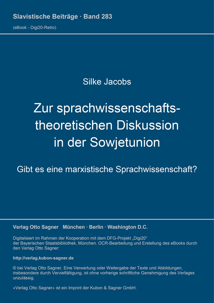 Titel: Zur sprachwissenschaftstheoretischen Diskussion in der Sowjetunion