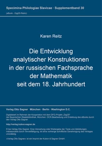 Title: Die Entwicklung analytischer Konstruktionen in der russischen Fachsprache der Mathematik seit dem 18. Jahrhundert