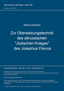 Title: Zur Übersetzungstechnik des altrussischen "Jüdischen Krieges" des Josephus Flavius