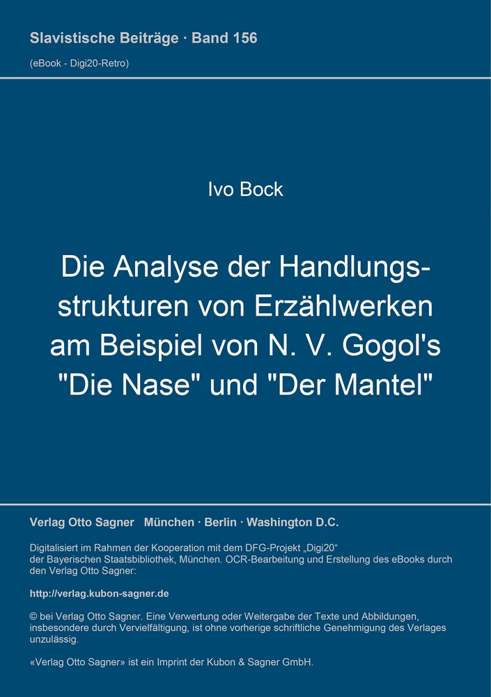 Titel: Die Analyse der Handlungsstrukturen von Erzählwerken am Beispiel von N. V. Gogol's "Die Nase" und "Der Mantel"