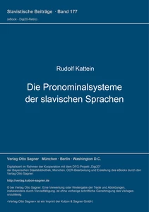 Title: Die Pronominalsysteme der slavischen Sprachen