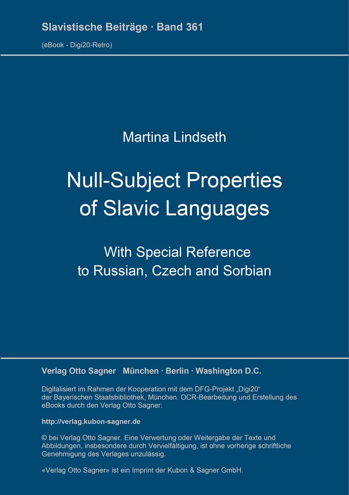 Titel: Null-Subject Properties of Slavic Languages