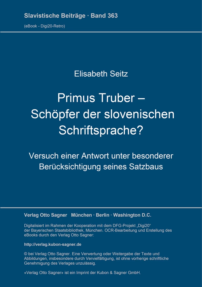 Titel: Primus Truber - Schöpfer der slovenischen Schriftsprache?