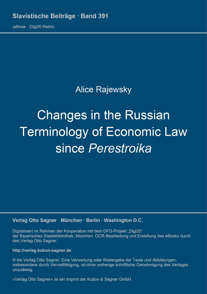 Titel: Changes in the Russian Terminology of Economic Law since Perestroika
