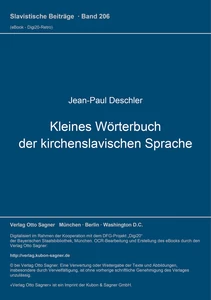 Title: Kleines Wörterbuch der kirchenslavischen Sprache