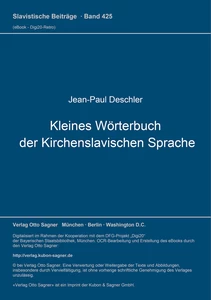 Title: Kleines Wörterbuch der Kirchenslavischen Sprache