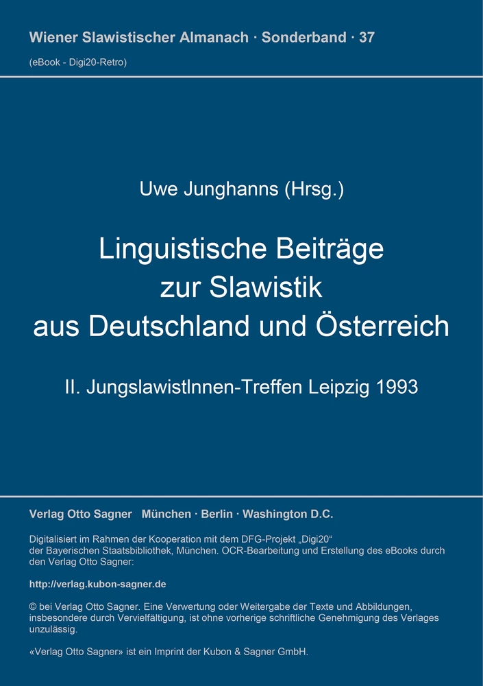 Titel: Linguistische Beiträge zur Slawistik aus Deutschland und Österreich