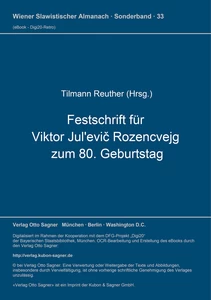 Title: Festschrift für Viktor Jul'evič Rozencvejg zum 80. Geburtstag
