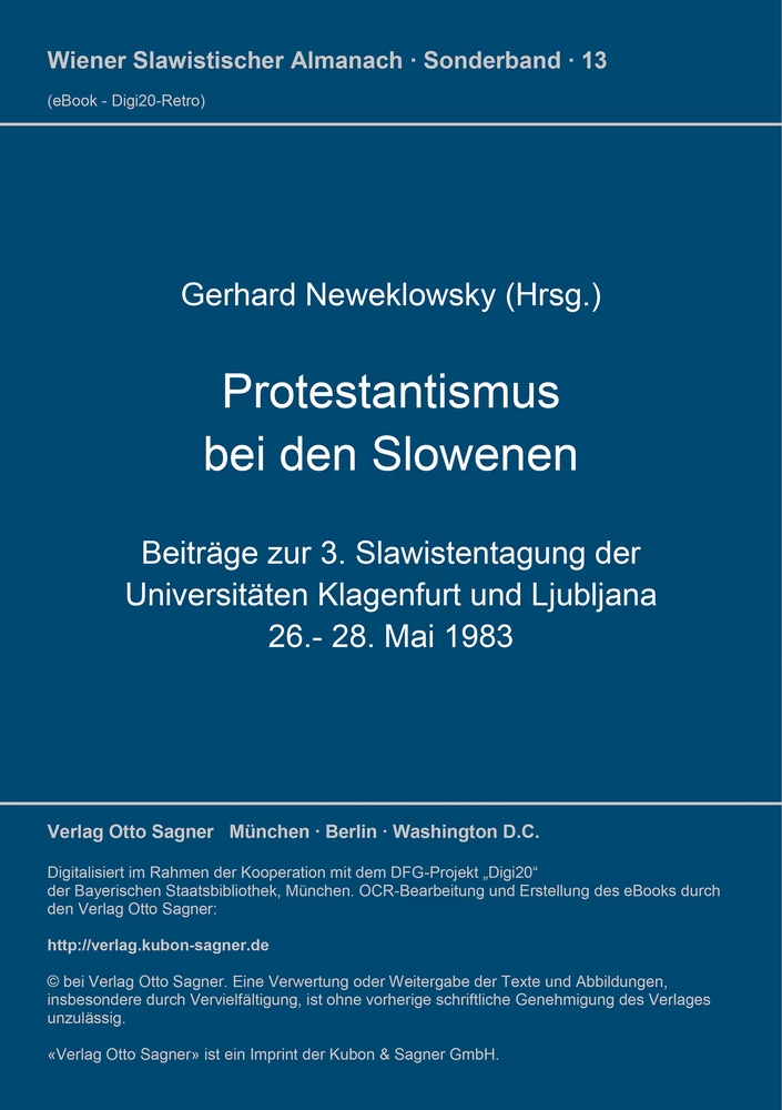 Titel: Protestantismus bei den Slowenen / Protestantizem pri slovencih