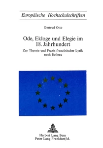 Title: Ode, Ekloge und Elegie im 18. Jahrhundert